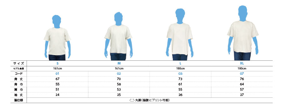 Tシャツサイズ比較表